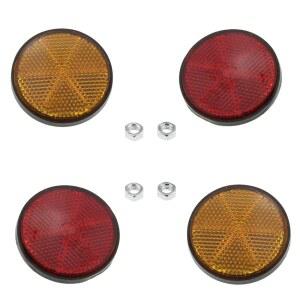 DGZI 원형 리플렉터 4PCS 2인치56mm 플라스틱 범용 나사 마운트 반사 경고 빨간색 주황색 오토바이용