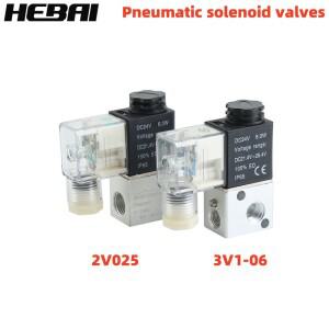 HEBAI 공압 솔레노이드 밸브 2v025-08 3V1-06 2 위치 방향 1/4 공기 AC 110V 220V 제어 DC 12V 24V 없음
