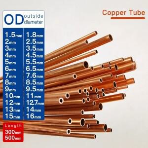구리 튜브 OD1.5-16mm 길이 300 500mm 원형 합금 파이프 직선 빨간색 정밀 두께 0.2-2