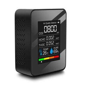 5in1 디지털 공기 품질 모니터 CO2 감지기 HCHO TVOC 테스터 온도 습도 미터 USB