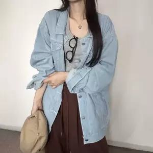 친절한탄씨 공항 패션 해외 여행 루즈 박시 핏 데님 청 자켓 코디 여자청자켓 캐주얼자켓청카바