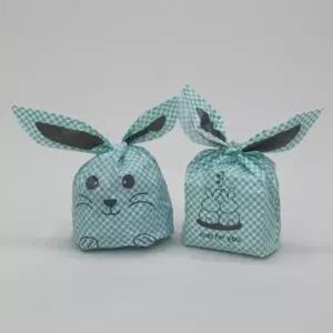 [하프클럽/]체크토끼 얼굴포장지 업체선물 비닐포장봉투 블루10p