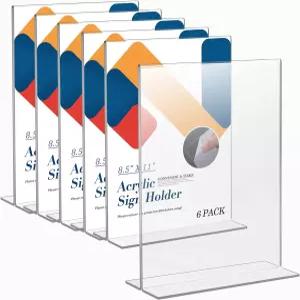 Relx 아크릴 간판 홀더 8.5 x 11 플라스틱 프레임 플라이어 더블 클리어 디스플레이 스탠드 매장 레스토랑