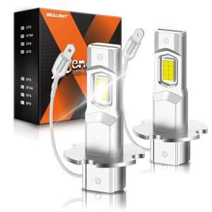 SEALIGHT H3 LED 안개등 전구 6000K 쿨 화이트 18000LM 슈퍼 침투 1:1 미니 사이즈 플러그 앤 플레이 안개등용 H3LL DRL 2팩