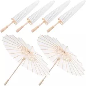 DECHOUS 6PCS 화이트 페이퍼 우산 23.6인치 유화 종이 파라솔 중국식 DIY 페인팅 공예 결혼식 파티 홈 데코