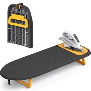 킹보드 테이블탑 다림질 보드, 다리미 매트가 있는 소형 다림질 보드, 접이식 미니 다림질 보드, 여행 및 기숙사를 위한 간편한 보관, 12x32 블랙