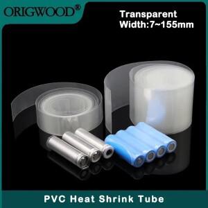 7~ 155mm 투명 PVC 열 수축 튜브 18650 Lipo 배터리 팩 1~20M 절연 필름 랩 리튬 케이스 보호 케이블 슬리