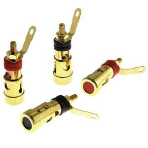 E아웃스탠딩 4PCS 4mm 바나나 소켓 커넥터 골드 도금 오디오 플러그 잭 앰프 스피커 단자 스프링 로드 프레스 케이블 파워 바인딩 포스트