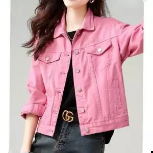 데님자켓 복고풍 화사한 핑크 데일리 청 데님 진 자켓 LF69300