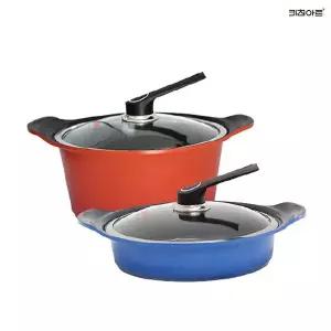 [키친아트] S100G 세라믹코팅 주물 냄비세트 2종K(전골28+곰솥28) 코팅냄비세트..