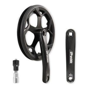 전기 자전거용 자전거 크랭크셋: 48T/52T 유니버설 크랭크셋 세트 더블 체인 커버 170mm 알루미늄 합금 암, 단일 속도 및 6/7/8 자전거, 뚱뚱한 타이어 자전거(크랭크