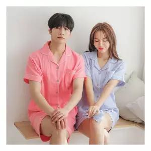 글램공감 순면 모닝 요루면 투피스 반팔 여름파자마 잠옷세트(안대포함)