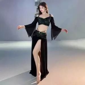 의상 세트 스커트 스타일 멀티컬러화이트 연습복 벨리댄스