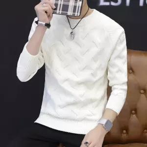 이너 슬림핏 터 남성 슬림 화이트 니트 케이블 얼