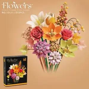83pcs 꽃다발 빌딩 블록 DIY 장미 꽃 식물 모델 결코 시들지 않는 홈 테이블 장식 들을 위한 선물