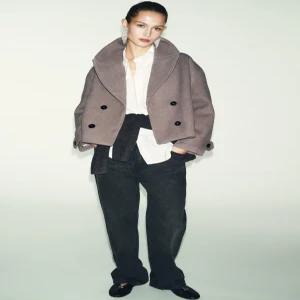 ZARA 더블 브레스트 숏 코트 - 밍크 3046/297/706
