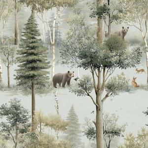 SuxiGlo 기발한 우드랜드 동물 껍질 및 스틱 벽지, (녹색 회색) 자연에서 영감을 받은 홈 데코용 숲 패턴 벽지 | 17.7인치 x 236인치, 자가 접착, 방수 비닐