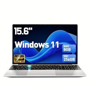 2025 최신 15.6인치 노트북, 8GB RAM 지문, FHD 미니 11, 윈도우 슬롯과 배터리, SSD, 백라이트 TF 디스플레이, WiFi5, 호환 8000mAh 키보드, 카드 웹캠, 256GB 12세대 프로세서 N95(3.4GHz), HDMI,