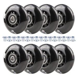 및 청소년 초보자를 위한 휠구 8PCS 인라인 스케이트 휠 리드 라이트 업 64 / 70 72 76 80MM W 부싱 85-88A (블랙 64MM)