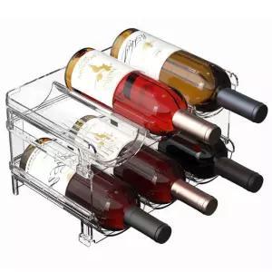 냉장고 주방 팬트리용 2단 대용량 스태커블 와인 물병 정리함 6 bottle
