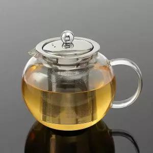 [콩심팥심]유리 티포트 스텐 손잡이 차주전자 950ml 선물 티팟 주전자 녹차