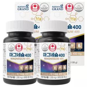 고함량 마그네슘 90정 2병 6개월분 1정당 400mg 캐나다 마그내슘 보충제 영양제