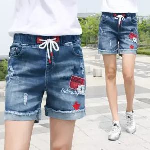 동대문스타일 여자반바지 S~XL 빈티지 4부 꿀스판 밴딩 청반바지 OB730S