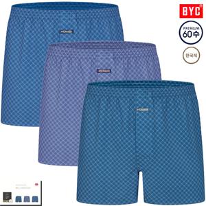 BYC국내산바이오60수체크패턴트렁크팬티3매입 MCB1040