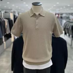 [지오지아]워셔블 비스코스 반팔 카라 니트_ABF2ET1902_BE_DG