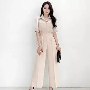 금찌 마크 배색 블라우스 슬랙스 세트 ST8364S