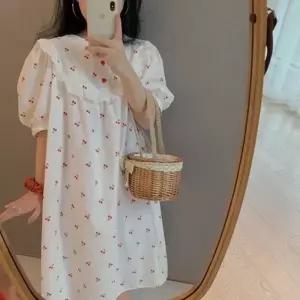 [하프클럽/]잠옷 공장 커플잠옷 퍼프 원피스 순면 소매 잠옷 공주풍 홈웨어