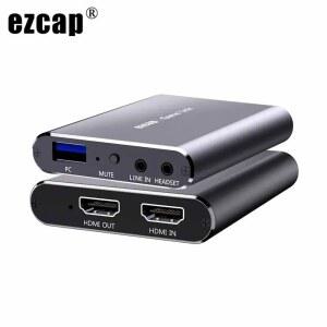 캡쳐보드 EZCAP 4K 60HZ HDMI 루프 비디오 2KP30 녹화 TO 마이크 라인 박스 2 3 게임 캡처 1080P 카드 오디오 USB