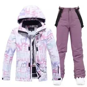 새로운 패션 편지 여성 스키 복 겨울 방풍 방수 스노우 보드 자켓과 바지 워킹 의류 Snowsuit