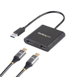 STARTECH.COM USB 3.0 TO 듀얼 HDMI 그래픽 (USB32HD2) 4K 및 1080P 어댑터 윈도우만 카드 - 모니터 지원 외부 블랙 1X 30HZ 디스플레이 타입-A 비디오