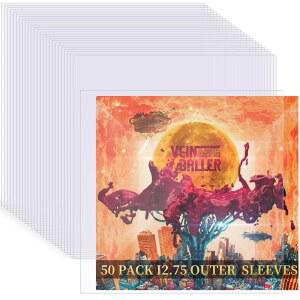 50팩 4밀리 두께의 비닐 슬리브 12.75인치 X 레코드 슬리브 투명 플라스틱 싱글 및 더블 LP 앨범 보관용 아우터 프로텍터 스크래치로부터 보호 pO4