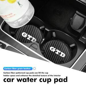 폭스바겐 GTD 골프 6 VI MK4 MK5 MK6 MK7 MK8 GTR CC 제타용 카본 파이버 물컵 매트 논슬립 패드 2개