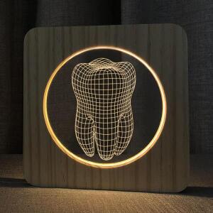 치과용 3D LED 치아 모양 조명, 클리닉 의사 장식용, 나무 선물, 모형, 테이블 램프, 책상 장식