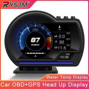 최신 OBD2+GPS 듀얼 시스템 스마트 게이지 헤드업 디스플레이 자동차 HUD 디지털 속도계 터보 수온&유온 측