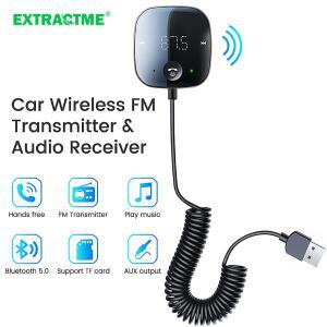 Extractme Bluetooth 수신기 FM 변조기 차량용 어댑터 송신기 5.0 무선 Aux 오디오 핸즈프리 키트
