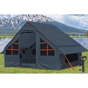 스토브 잭이 있는 캠핑용 풍선 텐트, 2/4/6/8인용 이지 셋업 텐트, 사계절용 방수 풍선 캠핑 텐트, 차양이 있는 에어 하우스 글램핑 텐트, 성인 캠핑용 텐트