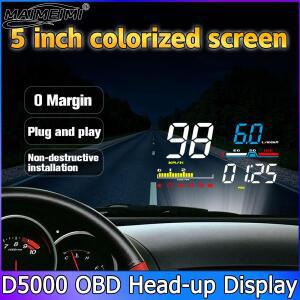 자동차 헤드업 디스플레이 D5000 OBD2 진단 도구 HUD 디지털  알람 속도계 앞유리 스크린 프로젝터 타코미