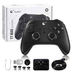GuliKit TT MAX Wireless Controller for Battery, Adjustable Metal Long-Lasting PC, Switch with Detachable Wake-Up 720 Function and 1/2, Joystick, Buttons-Black iOS, TMR 4 Android, Back 950mAh