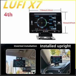 LUFI X7 4 게이지 GPS 헤드 업 디스플레이 터보 차저 오일 압력 온도 G 값 자이로 스코프 LCD RGB LED OBD2