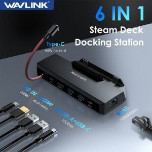 WAVLINK 스팀 데크/ROG 도크 도킹 스테이션 액세서리 4K @ 144Hz 2K 165Hz 1080P 240Hz HDMI 2.0 PD85W RJ4