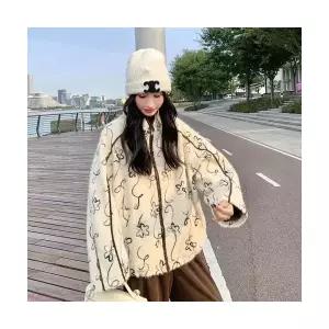 여성용 모직 코트 베이지 자수 프렌치 CH1