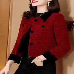 마요 모직 가을 여성모직코트 버건디 숏 코트 프렌치 재킷 UNO3