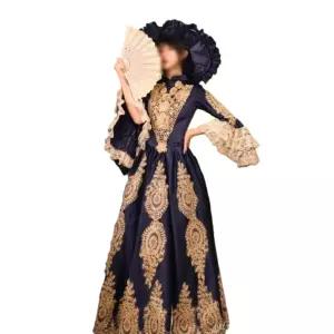 중세 연극 공연 코스튬 황실 에스 드레스 골드 스커트 귀족 파티복 공주 싱글