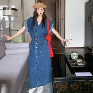 엘럽 원피스 여성 청 빈티지 허리 정장 트렌치형 오픈 길이 원템1