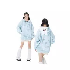 엘럽 남성용 집업 가디건 고양이 자수 카무플라주 카디건 후드 커플 캐주얼 박템1
