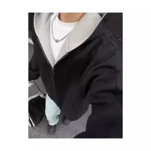 엘럽 남성용 집업 가디건 이중지퍼 후드 양면 오버핏 박템1